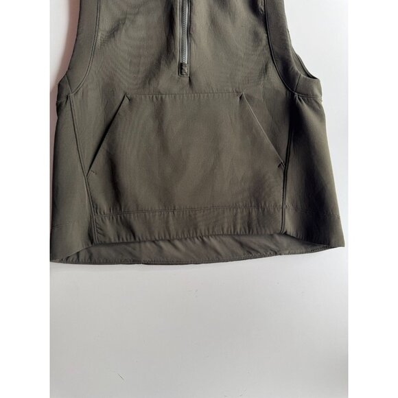 LULULEMON Re-Form Dark Olive Green Stretch Glyde Waterproof Hooded Vest, Size 8 - Picture 13 of 16